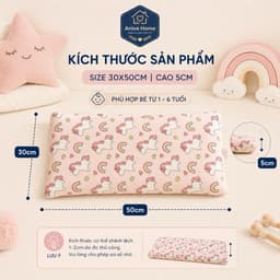 Gối Cao Su Non Em Bé Thun Lạnh Aniva Home 30x50x5cm - Gối Cho Bé Thoáng Mát, Êm Ái, Hỗ Trợ Giấc Ngủ Ngon 2