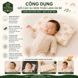 Gối Cao Su Non Thun Lạnh Em Bé Aniva Bedding 30x50x5cm - Gối Nằm Cho Bé Thoáng Mát, Êm Ái, Vỏ Tháo Giặt 4