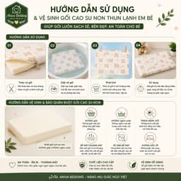 Gối Cao Su Non Thun Lạnh Em Bé Aniva Bedding 30x50x5cm - Gối Nằm Cho Bé Thoáng Mát, Êm Ái, Vỏ Tháo Giặt 3