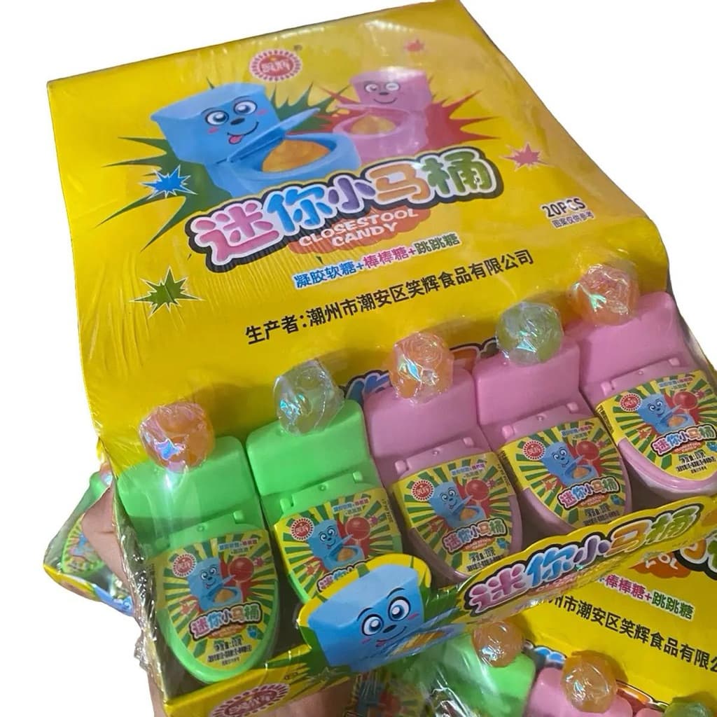 Khay 20 cái Kẹo Mút bồn cầu siêu hot( sỉ đồ chơi, đồ ăn vặt) Candy Chua Snack