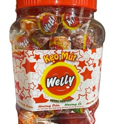 Hộp  66 cây kẹo mút trái cây hương tổng hợp Welly Candy Snack Chua Ăn Vặt Food 1