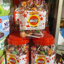 Hộp  66 cây kẹo mút trái cây hương tổng hợp Welly Candy Snack Chua Ăn Vặt Food 4