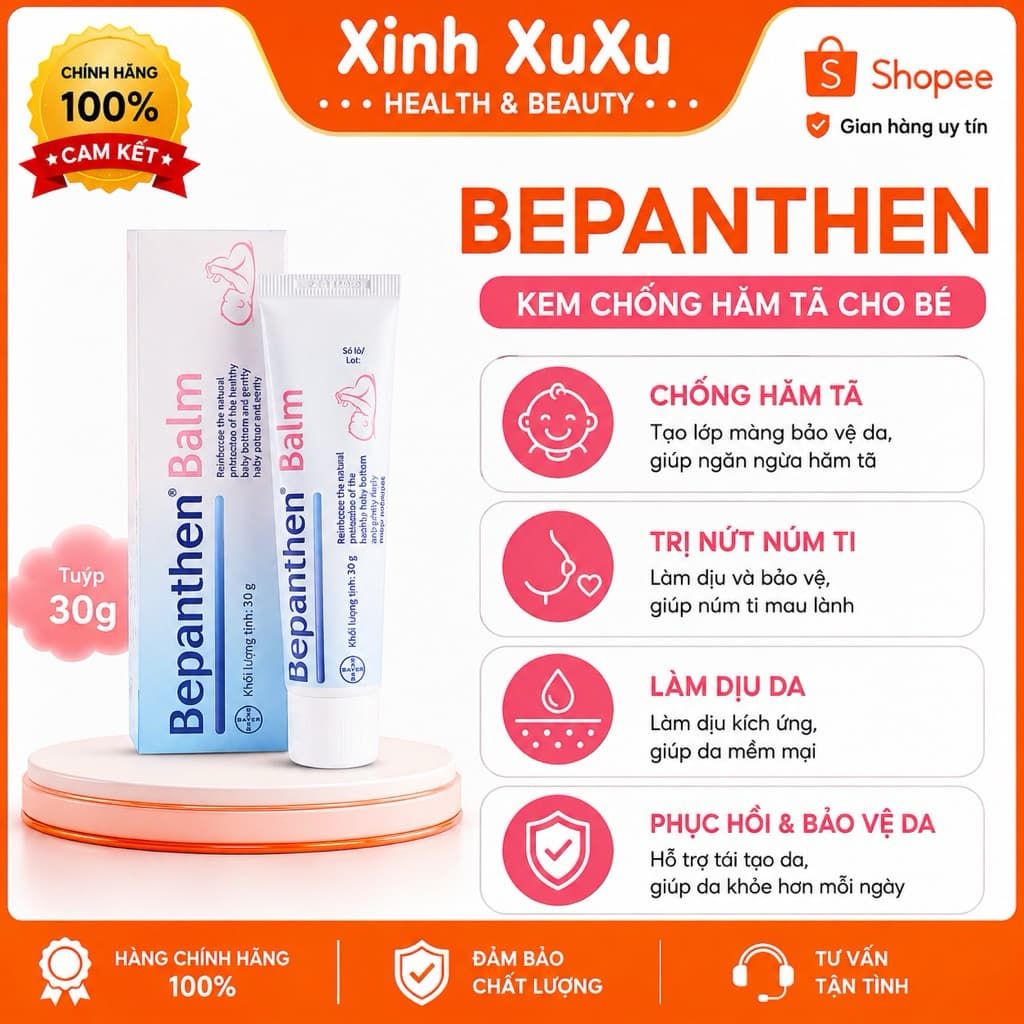 Bepanthen Balm 30g - Kem chống hăm tã cho bé, dưỡng ẩm và làm dịu da hiệu quả.