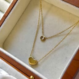Set 2 Dây Chuyền Vòng Cổ Nữ 2 Tầng Mặt Trái Tim Đính Đá Trắng Hợp Kim Mạ Vàng Trang Sức Nữ Sang Trọng - Ocean Charm 9