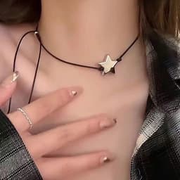 Dây Chuyền Chocker Đen Mặt Ngôi Sao Bạc – Vòng Cổ Nữ Cá Tính Điều Chỉnh Được Độ Dài 2