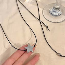 Dây Chuyền Chocker Đen Mặt Ngôi Sao Bạc – Vòng Cổ Nữ Cá Tính Điều Chỉnh Được Độ Dài 4