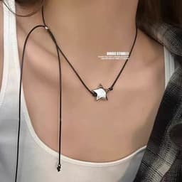 Dây Chuyền Chocker Đen Mặt Ngôi Sao Bạc – Vòng Cổ Nữ Cá Tính Điều Chỉnh Được Độ Dài 3