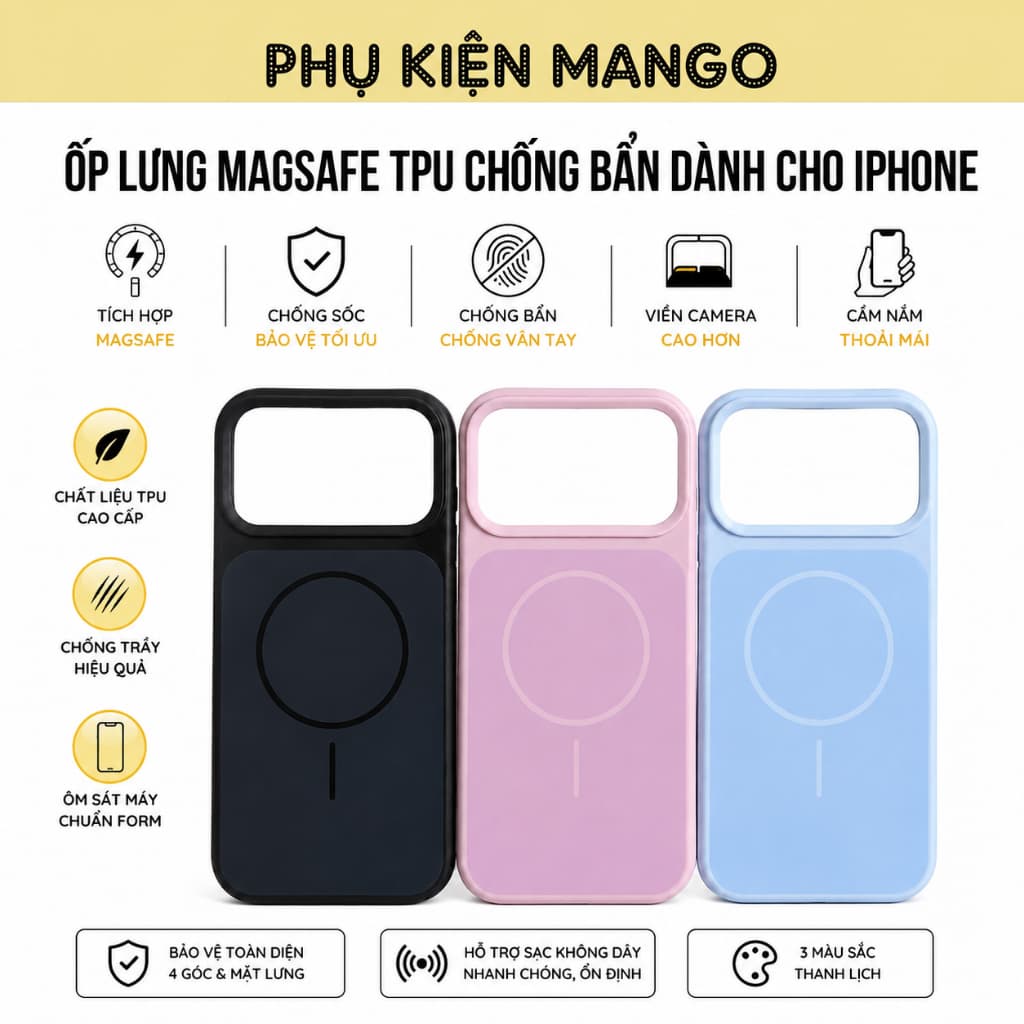 Ốp Lưng iPhone MagSafe TPU Cao Cấp Chống Bẩn, Chống Sốc  - Full Dòng