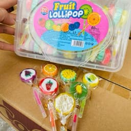 Hộp 60 que kẹo mút hoa quả nhật bản kèm que phát sáng, que kẹo mút phát sáng hoa quả mix vị sỉ đồ ăn vặt Snack Chua 1