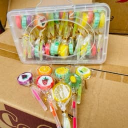 Hộp 60 que kẹo mút hoa quả nhật bản kèm que phát sáng, que kẹo mút phát sáng hoa quả mix vị sỉ đồ ăn vặt Snack Chua 5