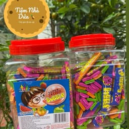 Lọ 100c Kẹo Gum Cao Su Vị Trái Cây Kèm Hình Xăm Ngọt Ngọt Ngon Ngon Candy Candy Ăn Vặt Snack Food 3
