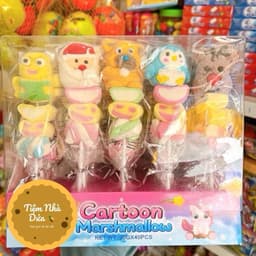 Sỉ khay 40 xiên kẹo dẻo bông mashmallow noel nhiều vị, kẹo dẻo xiên hình noel cho bé Candy Snack Ăn Vặt Chua Food 1