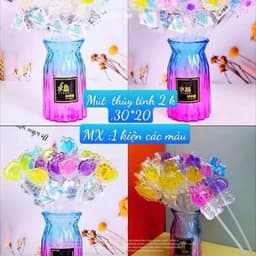 (giá sỉ ) Bình 60 que kẹo mút thuỷ tinh tặng kèm thêm bình cắm hoa siêu hot 2