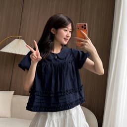 Áo babydoll kiểu nữ gấu bèo 2 tầng bánh bèo điệu đà, phong cách Hàn Quốc 7