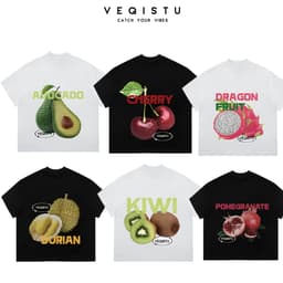 Áo thun BOXY Local Brand VEQISTU "Trái cây mùa hè" Áo Thun Boxy Form Rộng Unisex Nam Nữ  250Gsm Cotton 1