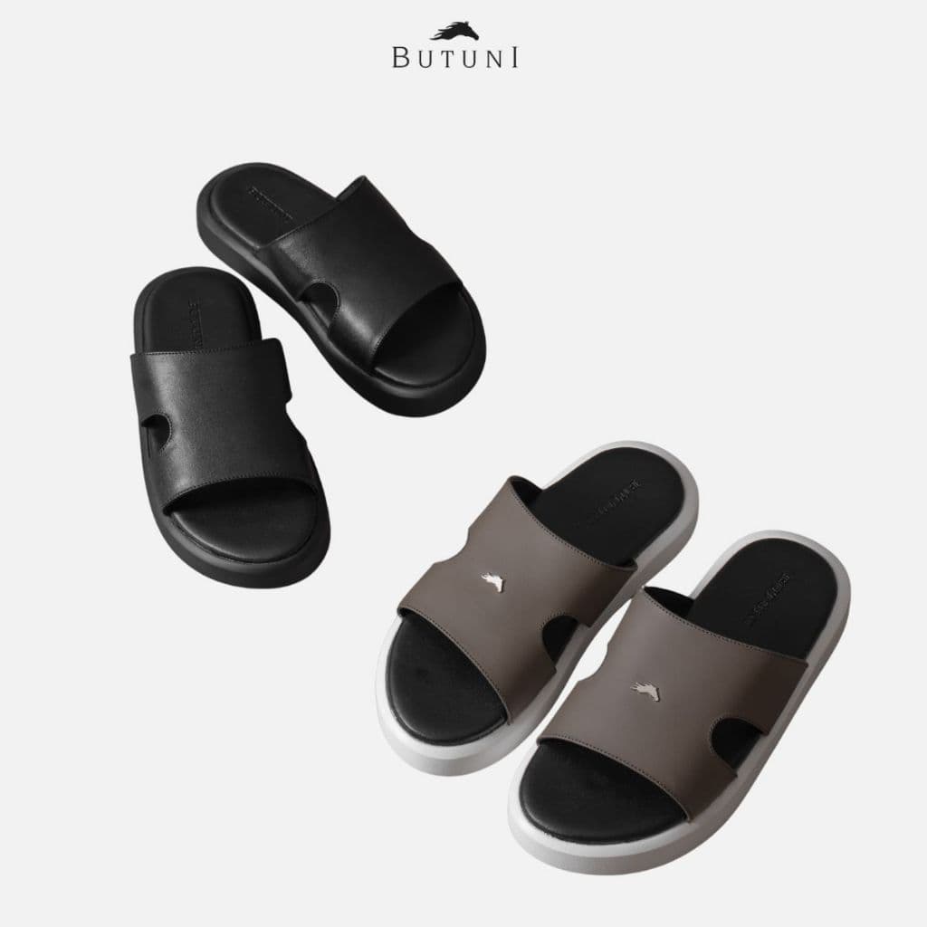 Dép Nam Quai Ngang BUTUNI Nova S Cut-Out FeatherSlide Dép Da Bò Thời Trang Bảo Hành 12 Tháng
