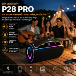 Loa Bluetooth P28 PRO 40W Chống Nước IPX6 - Pin 4400mAh - Bluetooth 5.3 - Hỗ Trợ USB/TF/FM/AUX/TWS - Loa Di Động 2