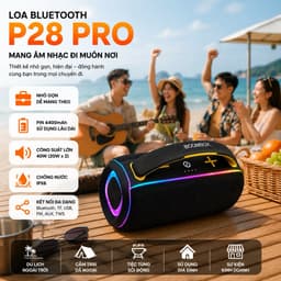 Loa Bluetooth P28 PRO 40W Chống Nước IPX6 - Pin 4400mAh - Bluetooth 5.3 - Hỗ Trợ USB/TF/FM/AUX/TWS - Loa Di Động 3