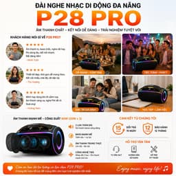 Loa Bluetooth P28 PRO 40W Chống Nước IPX6 - Pin 4400mAh - Bluetooth 5.3 - Hỗ Trợ USB/TF/FM/AUX/TWS - Loa Di Động 8