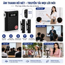 Máy Trợ Giảng Kẹp Ve Áo 2 Micro Không Dây S69 Bluetooth 5.2 Loa Trợ Giảng Mini DSP Chống Hú Pin 2000mAh 3