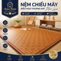 Chiếu Mây Điều Hòa Aniva Home - Nệm Chiếu Mây Thoáng Khí Mát Lạnh Mùa Hè, Chống Trượt, Size 1m6x2m 1m8x2m 1