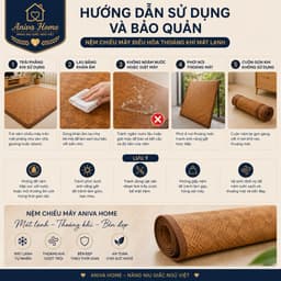 Chiếu Mây Điều Hòa Aniva Home - Nệm Chiếu Mây Thoáng Khí Mát Lạnh Mùa Hè, Chống Trượt, Size 1m6x2m 1m8x2m 6
