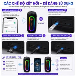 Loa Bluetooth P10-Pro 20W IPX5 Bass Mạnh - Loa Không Dây Pin 2000-4000mAh, USB/AUX/TF 7