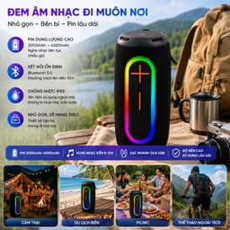 Loa Bluetooth P10-Pro 20W IPX5 Bass Mạnh - Loa Không Dây Pin 2000-4000mAh, USB/AUX/TF 5