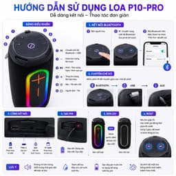 Loa Bluetooth P10-Pro 20W IPX5 Bass Mạnh - Loa Không Dây Pin 2000-4000mAh, USB/AUX/TF 6