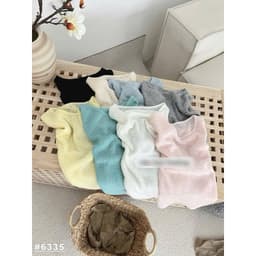 DÂU TÂY ( CÓ SẴN ) Áo Len 6335 Mềm Mỏng Ngắn Tay Bo Viền Cổ Tròn Bo Gấu Viền Bèo Hàn Quốc Co Giãn Tôn Dáng Nhiều Màu 8