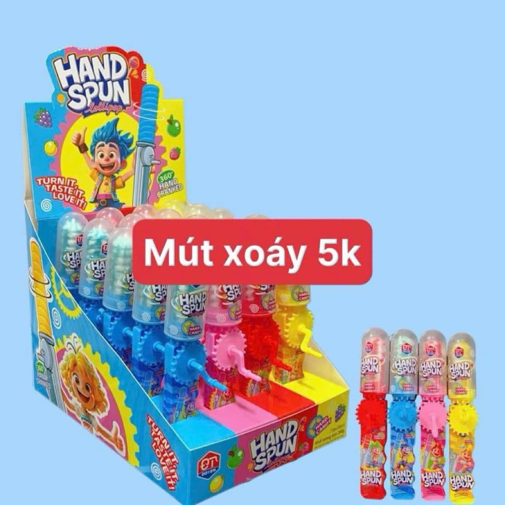 Khay 20 chiếc kẹo mút vị sữa hoa quả kèm đồ chơi bàn xoay siêu hot