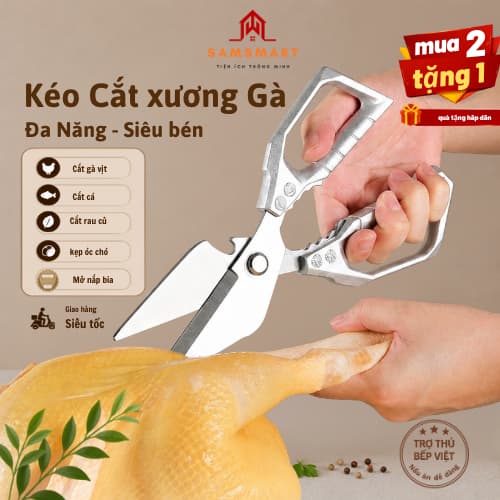 Kéo Cắt Xương Gà Chuyên Dụng – Thép Không Gỉ, Lực Cắt Mạnh, Đa Năng Nhà Bếp