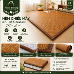 Nệm Chiếu Mây Điều Hòa Aniva Bedding Cao Cấp - Mát Lạnh Thoáng Khí, Chống Trơn Trượt, 1m6x2m 1m8x2m 2