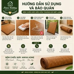 Nệm Chiếu Mây Điều Hòa Aniva Bedding Cao Cấp - Mát Lạnh Thoáng Khí, Chống Trơn Trượt, 1m6x2m 1m8x2m 5