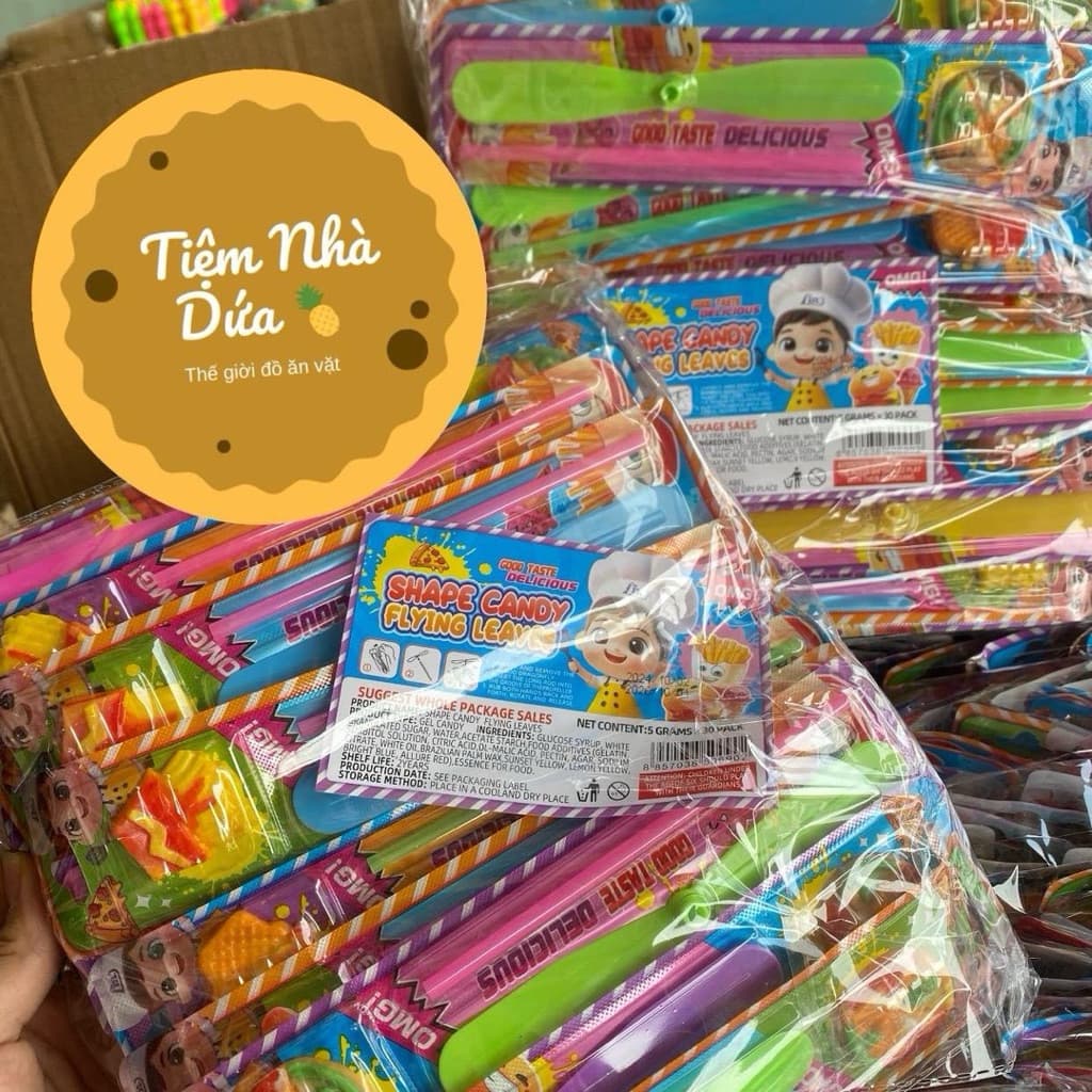 Bịch 30 thanh đồ chơi chong chóng kẹo dẻo, chong chóng kèm kẹo dẻo đồ ăn Toy Toy