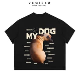 Áo thun BOXY Local Brand VEQISTU "My Dog" Áo Thun Boxy Form Rộng Unisex Nam Nữ Tay Ngắn  250Gsm Cotton 2