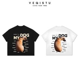 Áo thun BOXY Local Brand VEQISTU "My Dog" Áo Thun Boxy Form Rộng Unisex Nam Nữ Tay Ngắn  250Gsm Cotton 1