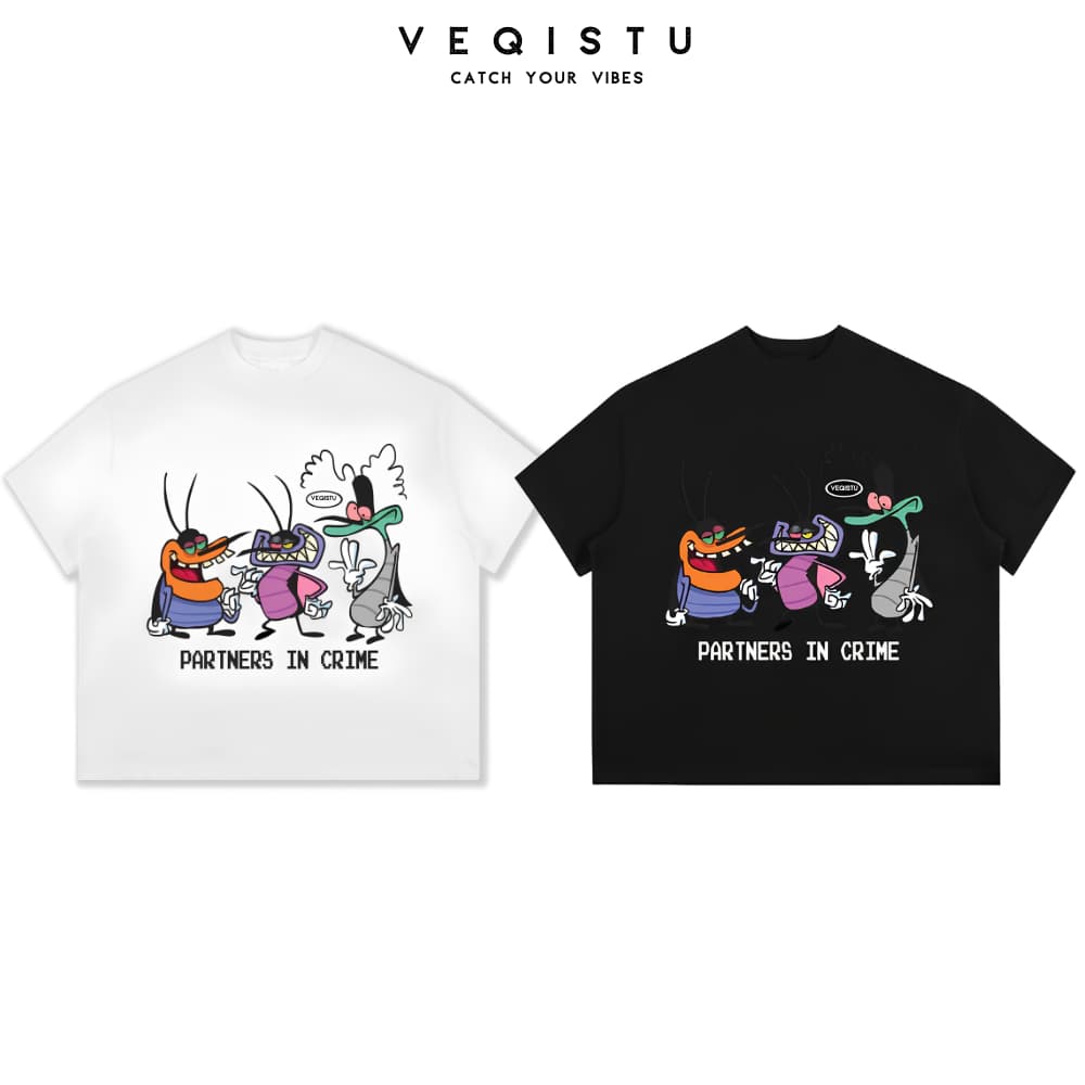 Áo thun BOXY Local Brand VEQISTU "3 Con Gián Oggy" Áo Thun Boxy Form Rộng Unisex Nam Nữ  250Gsm Cotton