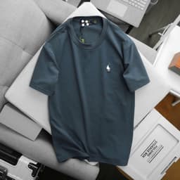 Áo thun nam basic logo thêu form suông chất cotton 4 chiều mịn 9