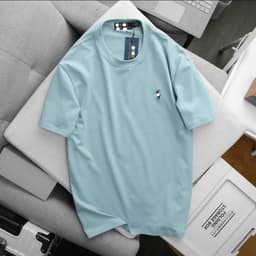 Áo thun nam basic logo thêu form suông chất cotton 4 chiều mịn 2
