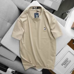 Áo thun nam basic logo thêu form suông chất cotton 4 chiều mịn 7