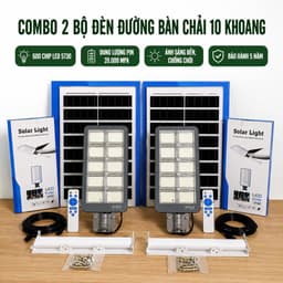 [ Dây nối 5m] COMBO 2 Đèn Năng Lượng Mặt Trời 10 khoang- Chiếu sáng 12h-15h - Diện tích  200-300m2 - Kháng nước IP69 1