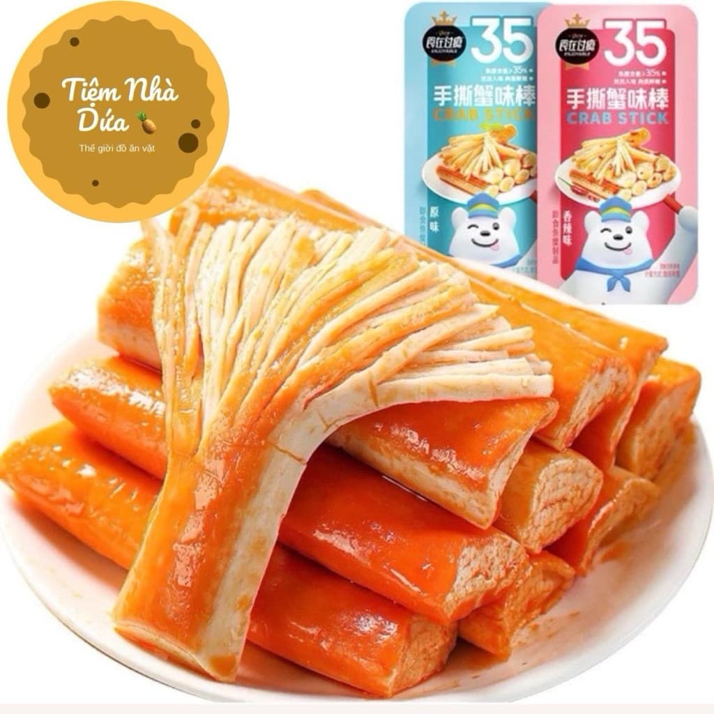 Túi 30c Thanh Cua Gấu Trắng 35, 2 màu hồng xanh, thanh cua 35 Siêu Ngon Hấp Dẫn Food Cay
