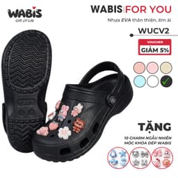 [Tặng Charm] Dép Sục WABIS Đế cao 3cm Không Thấm Nước, Chống Trượt [WUC-V2][LÙI 1 SIZE] 2