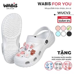 [Tặng Charm] Dép Sục WABIS Đế cao 3cm Không Thấm Nước, Chống Trượt [WUC-V2][LÙI 1 SIZE] 3