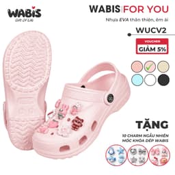 [Tặng Charm] Dép Sục WABIS Đế cao 3cm Không Thấm Nước, Chống Trượt [WUC-V2][LÙI 1 SIZE] 5