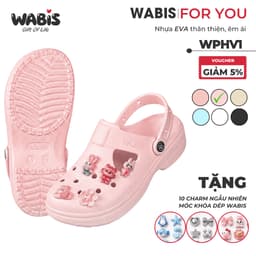 [Tặng Charm] Dép Sục WABIS Platform Happiness V1 Đế 3cm Thoáng Khí, Êm Chân, Chống Trượt [WPH-V1] 1