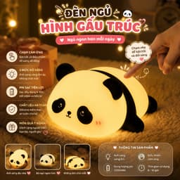Đèn Ngủ Hình Gấu Trúc Silicon cảm ứng– Đèn Ngủ Cho Bé Gái, Ánh Sáng Dịu Nhẹ, pin con thỏ, Hẹn Giờ Thông Minh 4