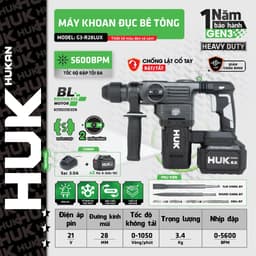 Máy Khoan Đục Bê Tông HUKAN HUK G3-R28LUX, Có Chống Lật Cổ Tay, Lực Đập Khủng, Giảm Rung Chấn 1