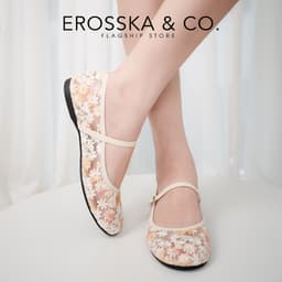 [EROSSKA] [Form 1.5] - Giày búp bê nữ balletcore lưới phối hoa quai ngang kiểu dáng basic màu kem - EL125 6